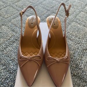 Birdies Blush Goldfish Slingback Kitten Heels with Bow Detail. NEW